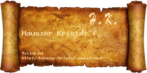 Hauszer Kristóf névjegykártya